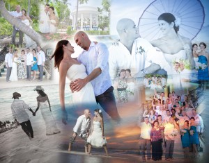 Photo collage of destination wedding